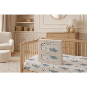 Addison Belle Organic Cotton Percale Fitted Crib Sheet – Shark – 28 x 52 baby
